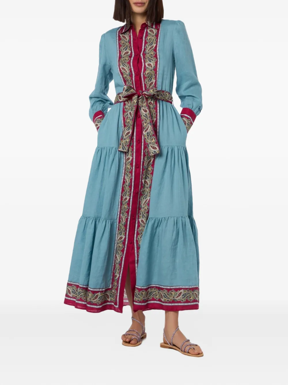 MC2 Saint Barth paisley-print belted dress - Blauw
