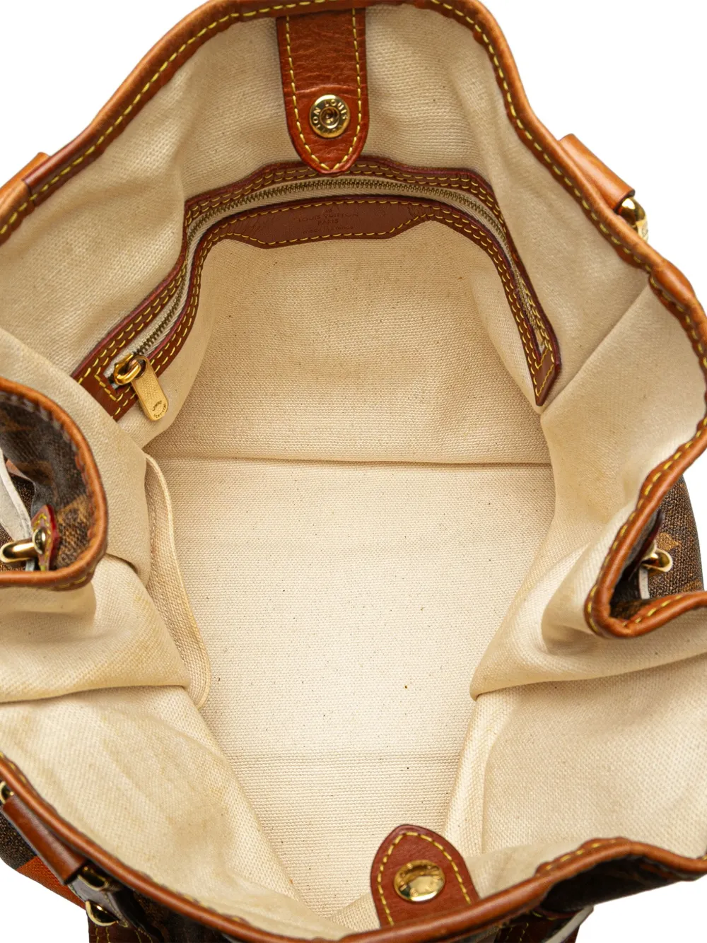 Pre-owned Louis Vuitton 2007 Limited Edition Monogram Tisse Rayures Pm Handbag In Brown