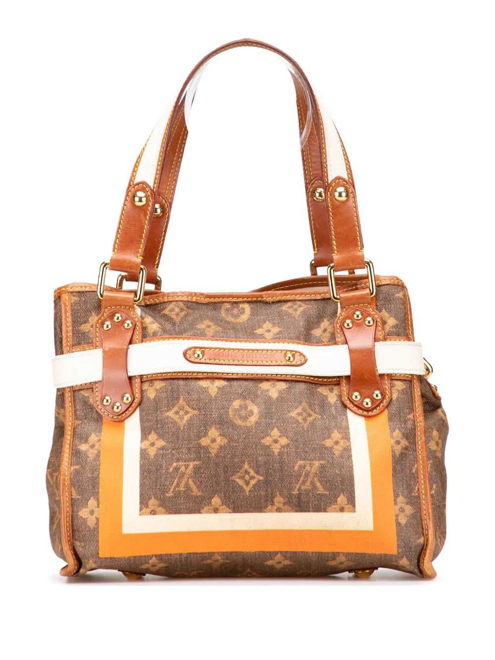 Pre-owned Louis Vuitton 2007 Limited Edition Monogram Tisse Rayures Pm Handbag In Brown