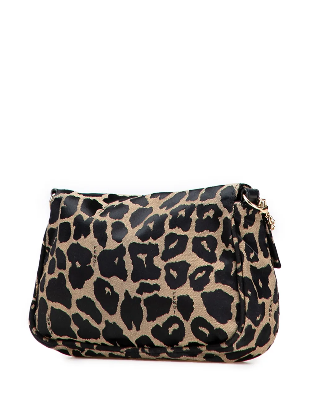 Pre-owned Fendi 2000-2010 Leopard Print Canvas Sta Pochette Crossbody Bag In Brown