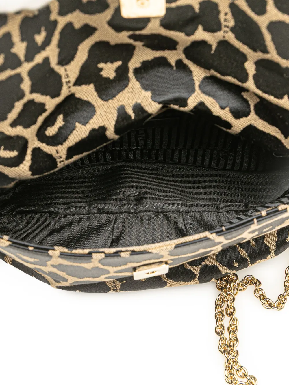 Pre-owned Fendi 2000-2010 Leopard Print Canvas Sta Pochette Crossbody Bag In Brown
