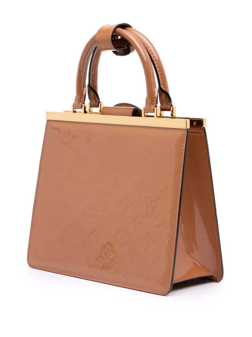 Pre-owned Louis Vuitton 2012 Monogram Vernis Deesse Pm Handbag In Brown