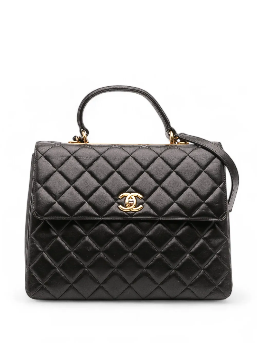 CHANEL Pre-Owned 2015-2016 Large Lambskin Trendy CC Top Handle Flap satchel | Black | Image 1