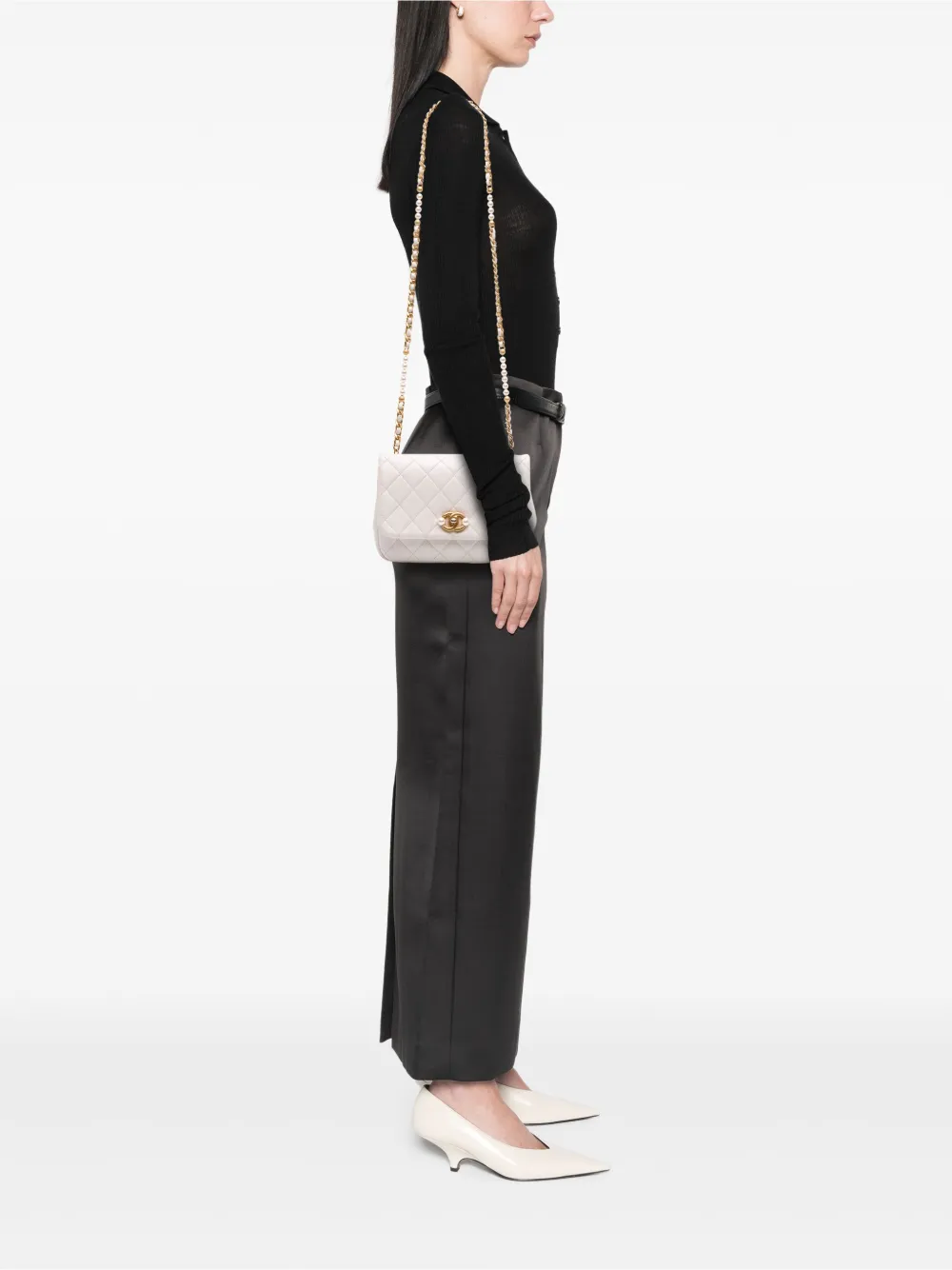 CHANEL Pre-Owned 2021-2025 Mini Glazed Calfskin Pearl Side Flap crossbody bag | Pre-Owned | Image 2