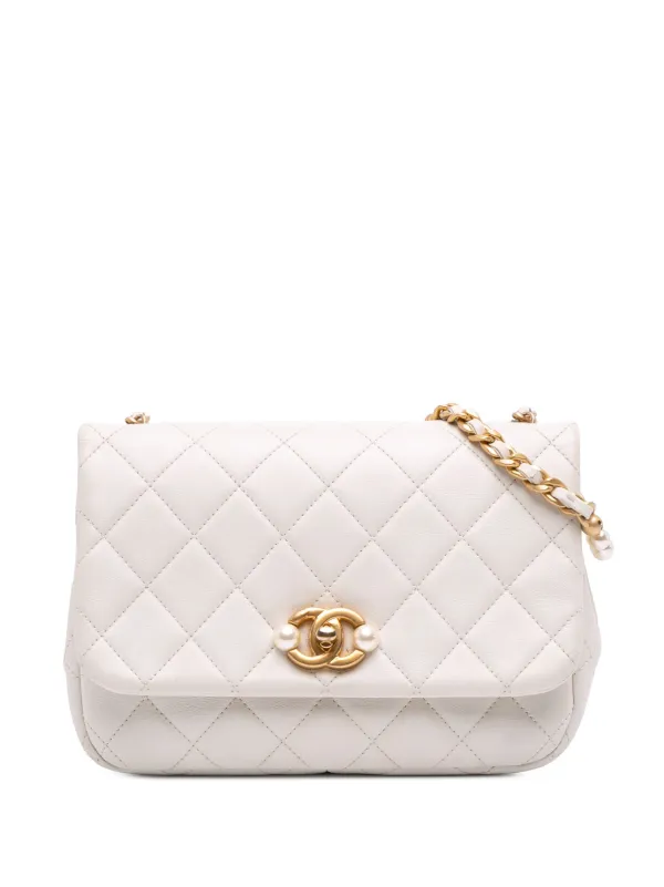 CHANEL Pre-Owned 2021-2025 Mini Glazed Calfskin Pearl Side Flap Crossbody  Bag White FARFETCH IN - Main Image