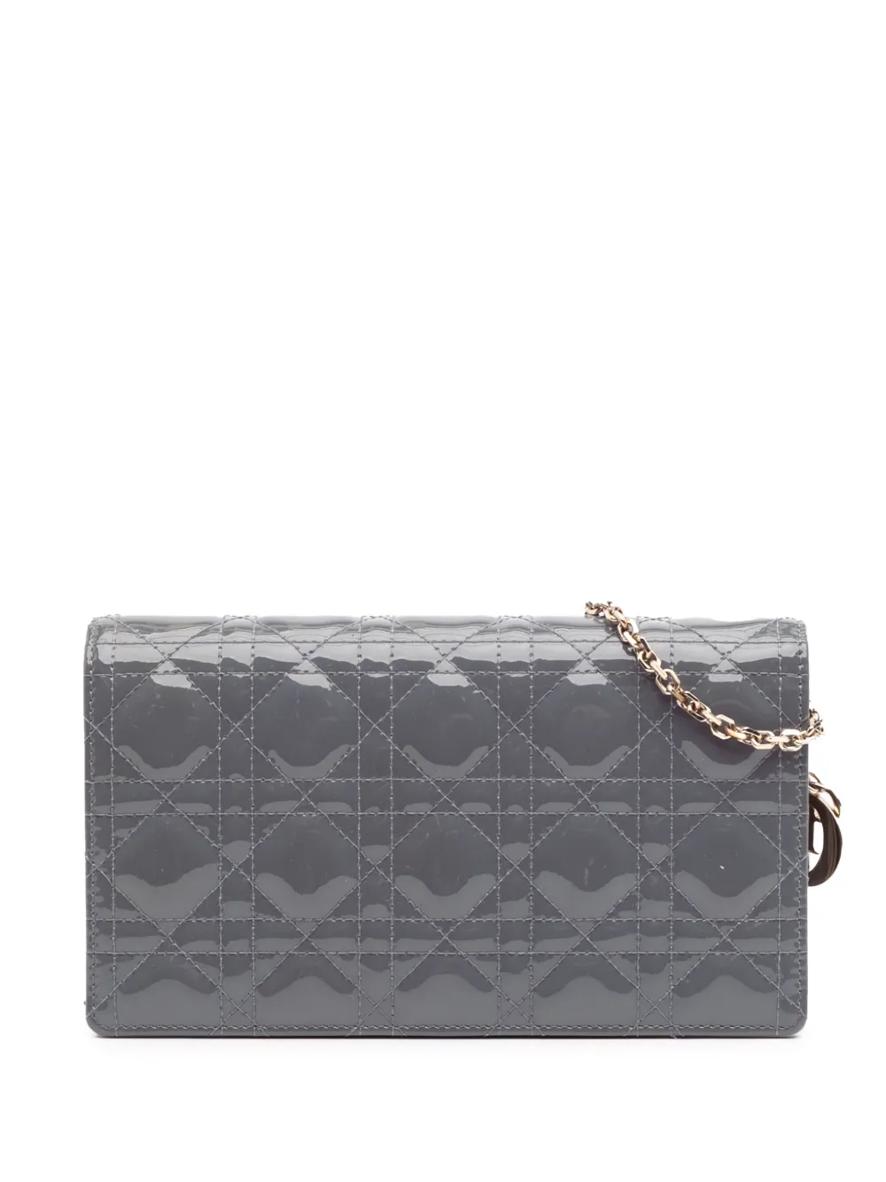 Christian Dior Pre-Owned 2019 Patent Cannage Lady Dior Wallet On Chain crossbody bag | Grey | Image 1