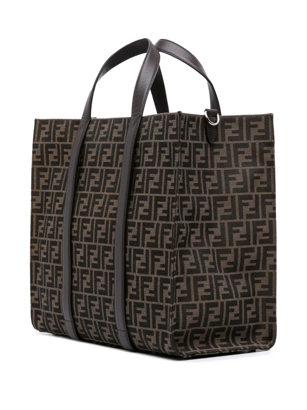 Pre-owned Fendi 2010-2025 Large Zucca Canvas Shopper Tote Satchel In Brown