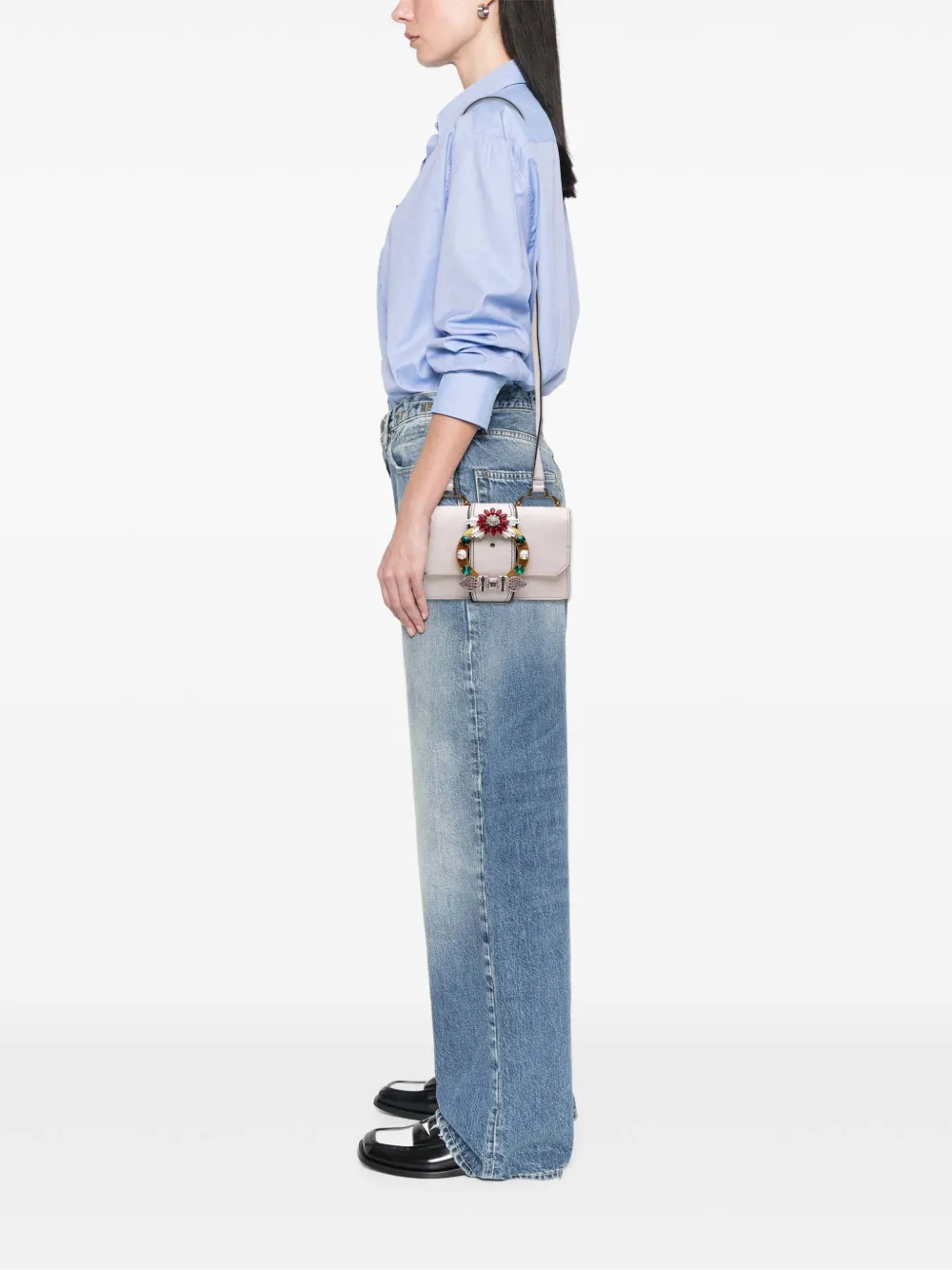 Miu Miu Pre-Owned 2010-2025 Goatskin Madras Soft Calf Crystal Embellished crossbody bag | Pre-Owned | Image 2