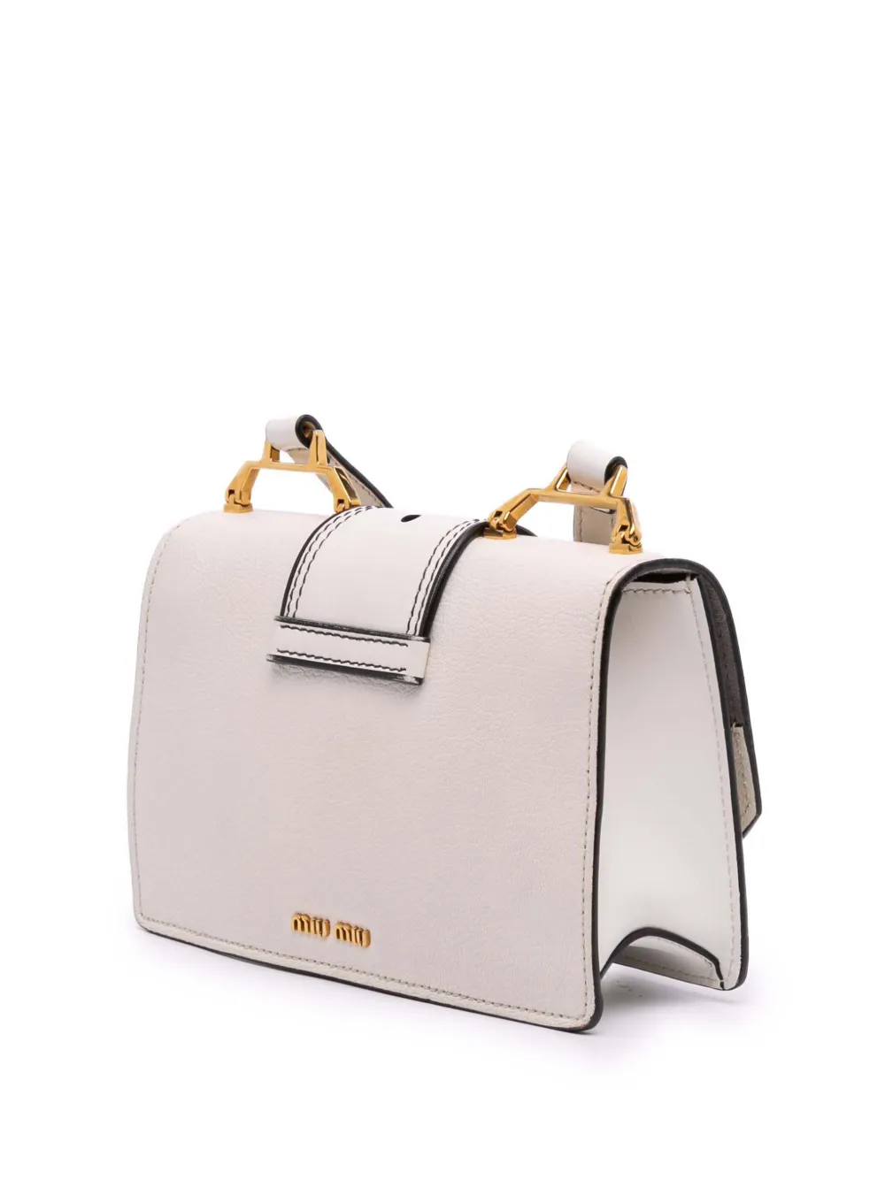 Pre-owned Miu Miu 2010-2025 Goatskin Madras Soft Calf Crystal Embellished Crossbody Bag In White