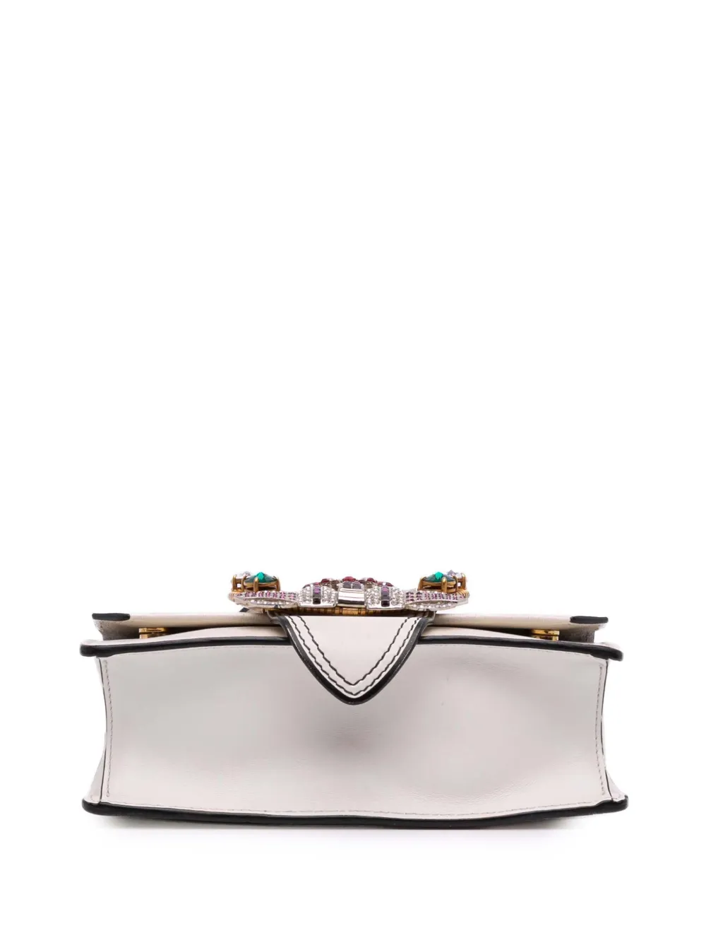 Pre-owned Miu Miu 2010-2025 Goatskin Madras Soft Calf Crystal Embellished Crossbody Bag In White