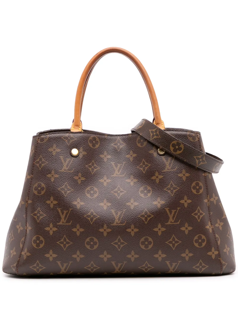 Pre-owned Louis Vuitton 2018 Monogram Montaigne Mm Satchel In Brown