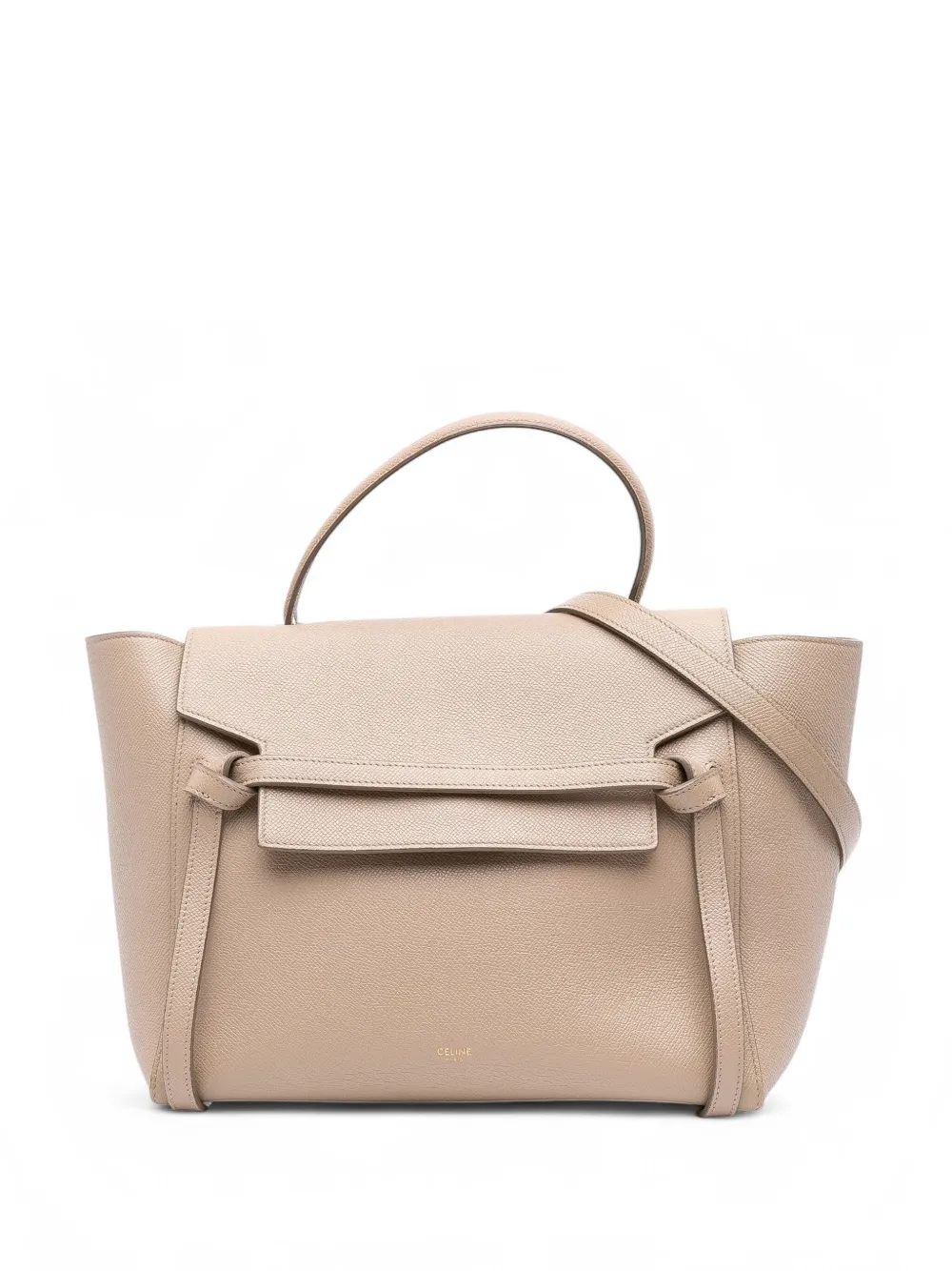 Pre-owned Celine 2018 Mini Grained Calfskin Belt Bag Satchel In Brown