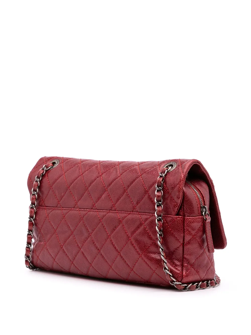 Pre-owned Chanel 2013-2014 Medium Quilted Caviar Easy Flap Shoulder Bag In Red