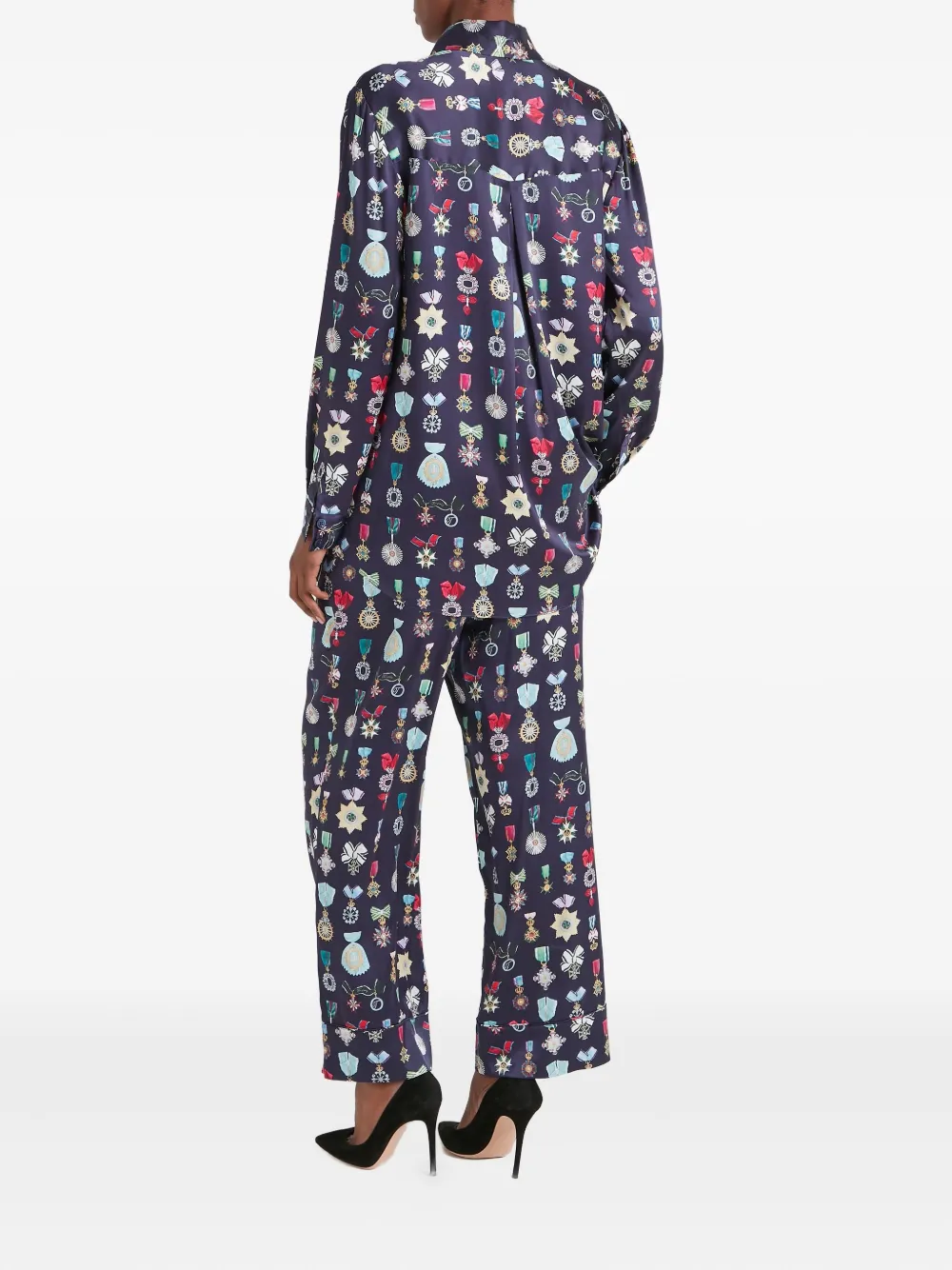 Temperley London Gloriette Silk Trousers In Blue