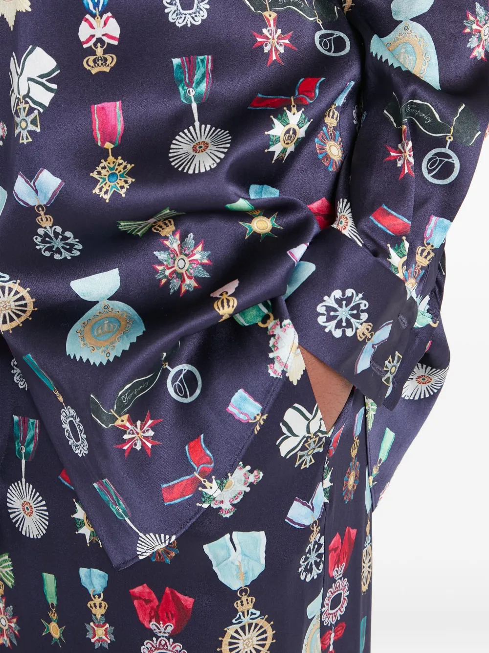 Temperley London Gloriette Silk Trousers In Blue