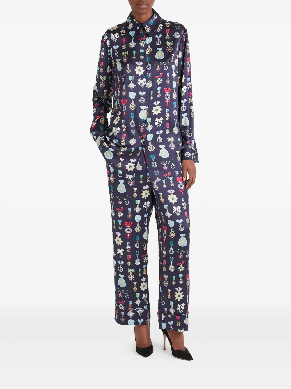 Temperley London Gloriette zijden broek - Blauw