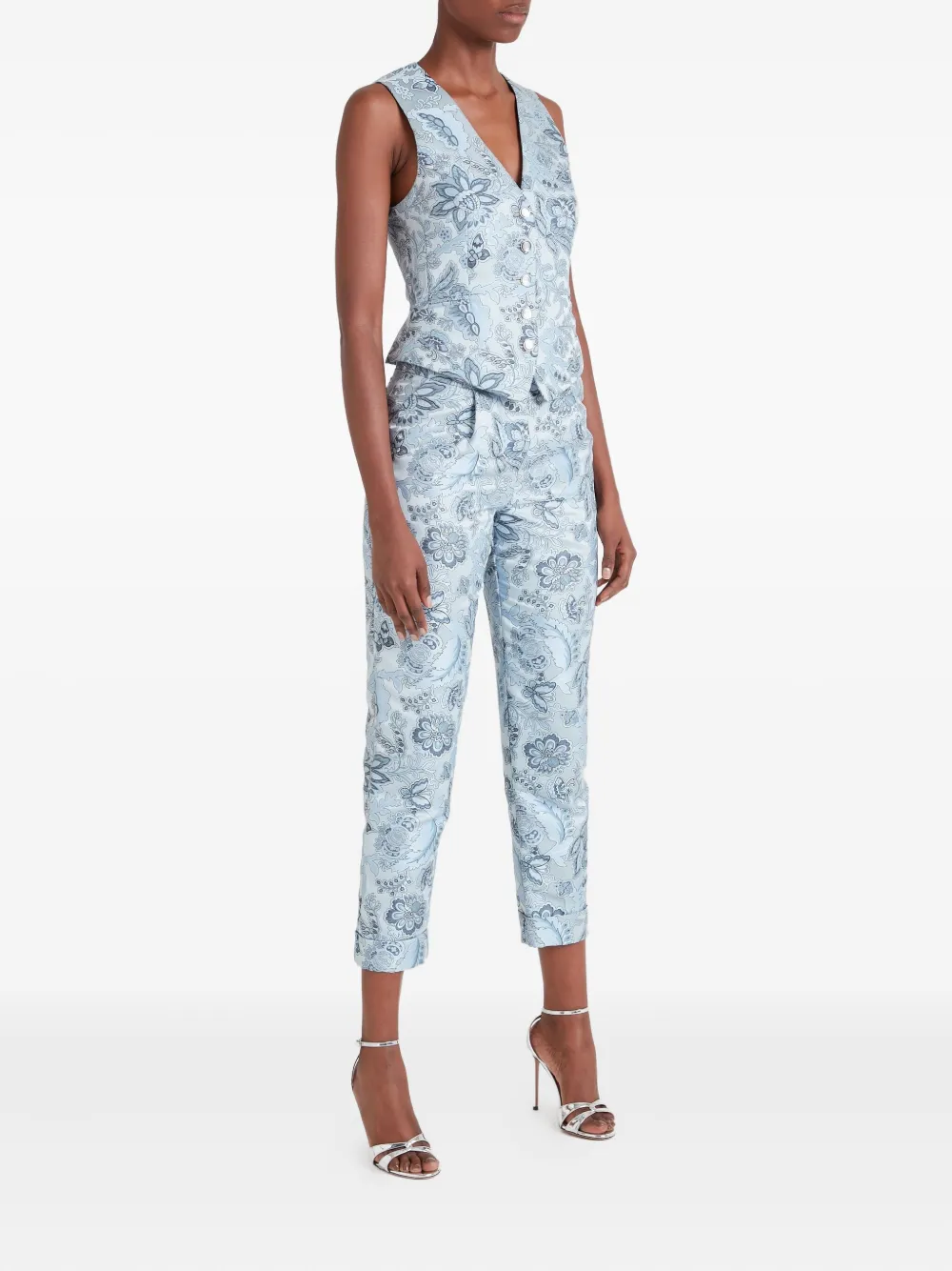 Temperley London Plooibroek met bloemenprint - Blauw