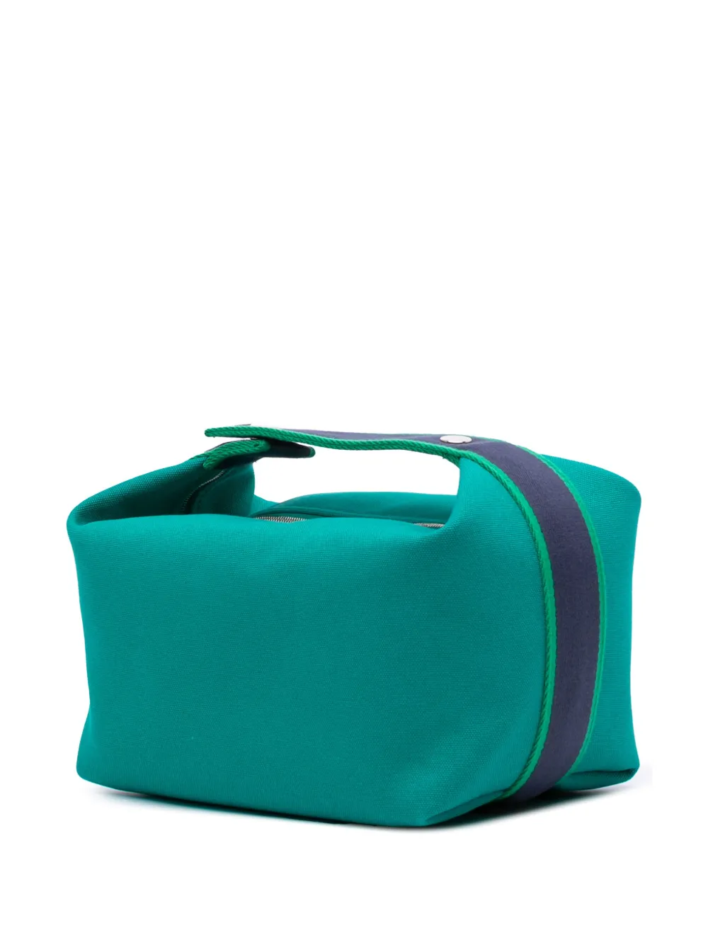 Pre-owned Hermes 2021-2025 Large Canvas Bride A Brac Case Vanity Bag In Blue