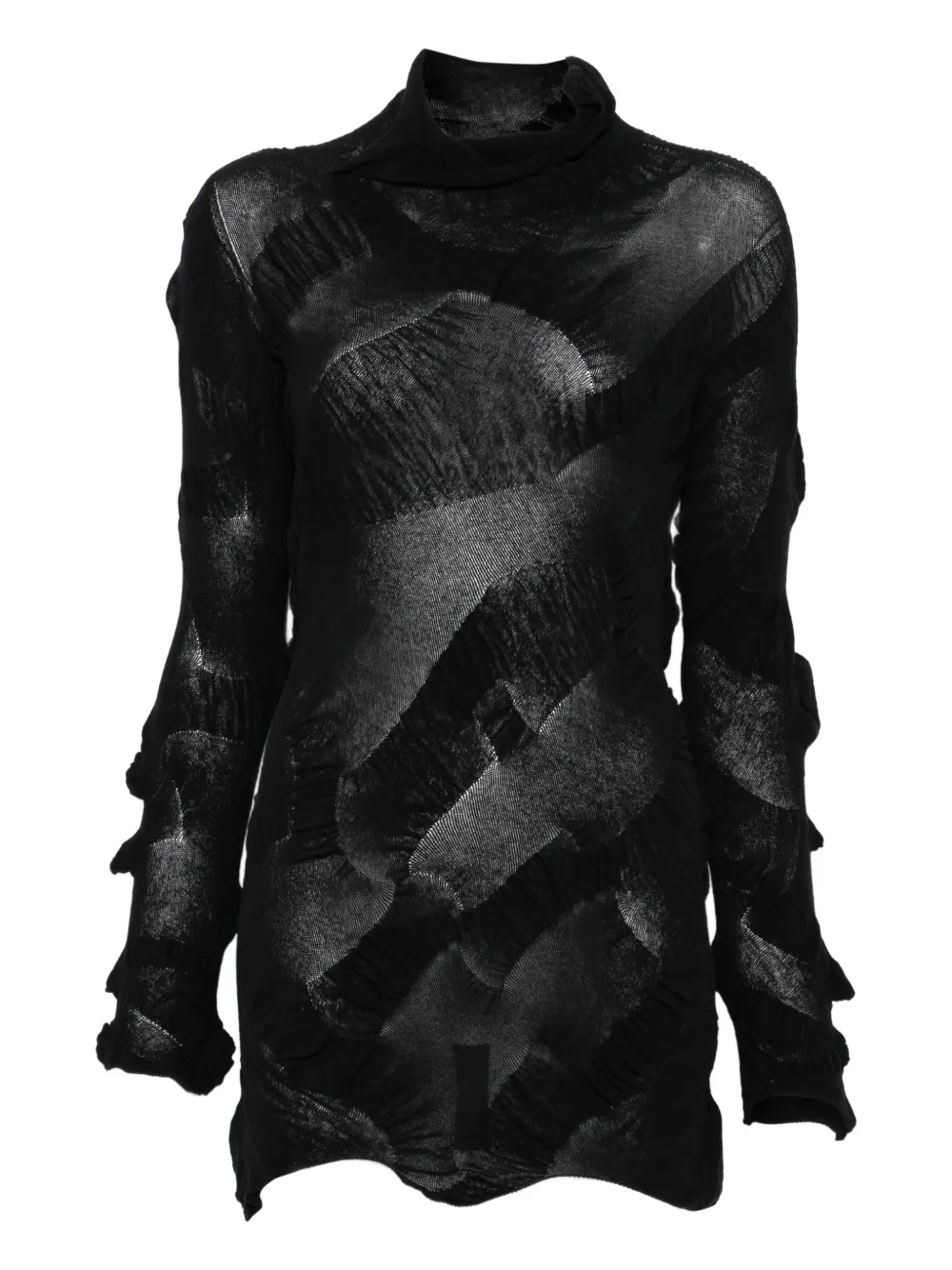 Yohji Yamamoto gathered long-sleeve dress | Black | Image 1
