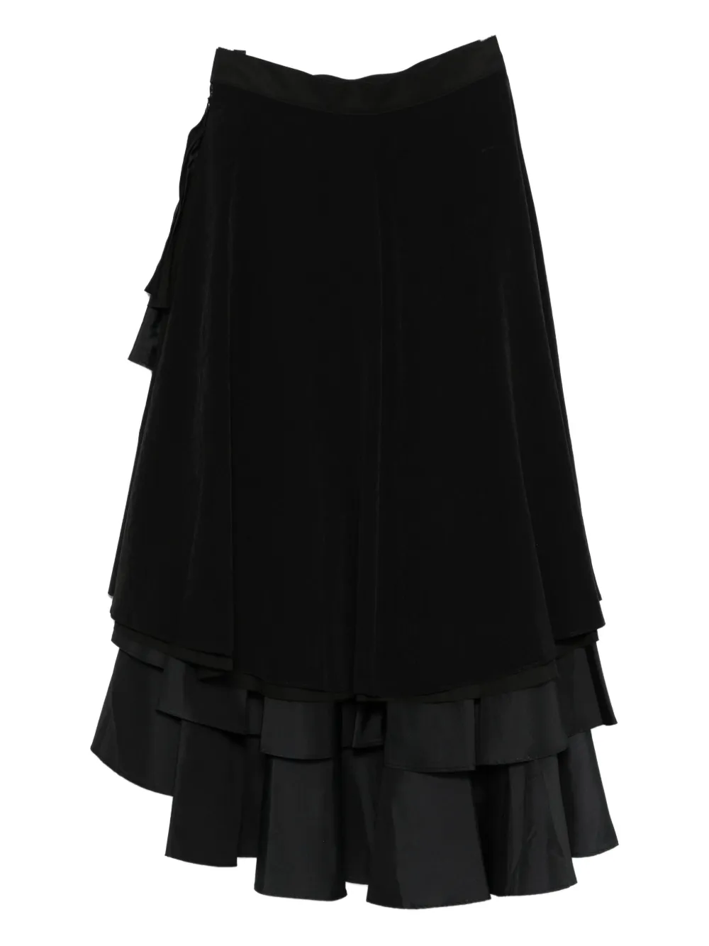 Yohji Yamamoto Asymmetric Ruffled Skirt In Black