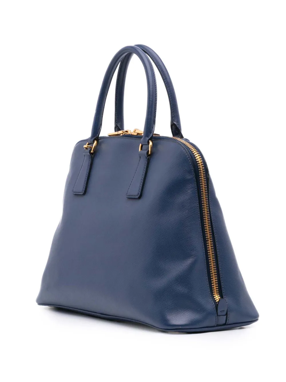 Pre-owned Prada 2010-2025 Medium Saffiano Lux Promenade Satchel In Blue