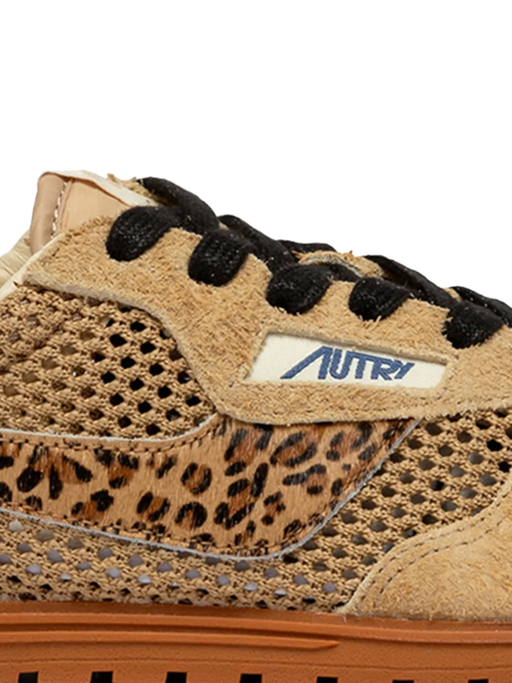 Autry Windspin leren sneakers met luipaardprint Bruin