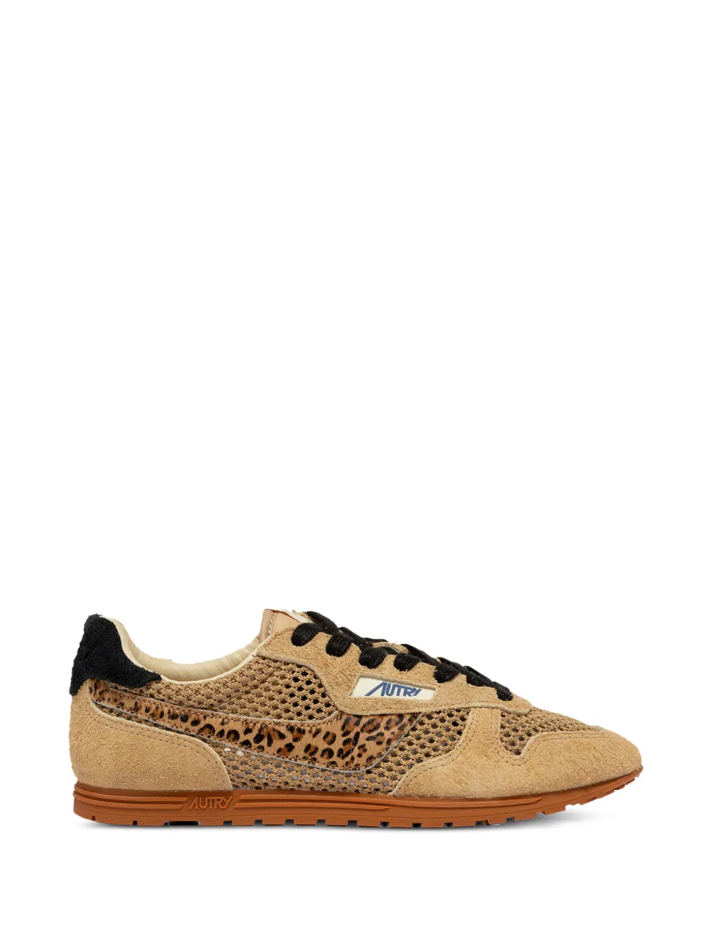 Autry Windspin leren sneakers met luipaardprint Bruin