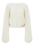 Chloé balloon-sleeve open-knit cardigan - Neutrals