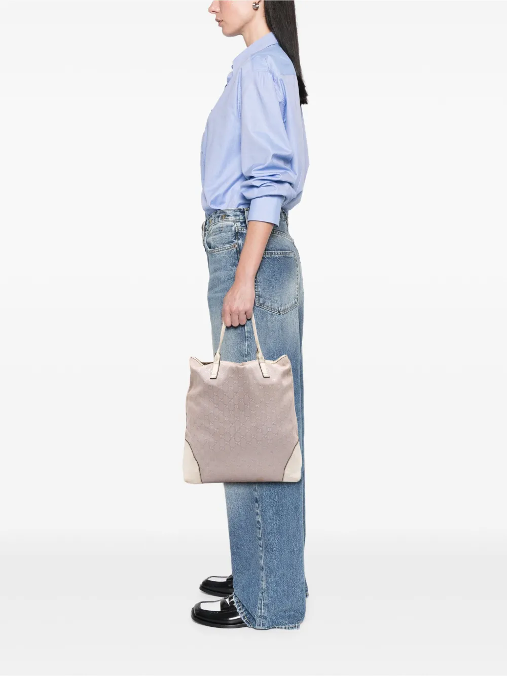 Pre-owned Gucci 2016-2025 Gg Canvas Tote Bag In Gray