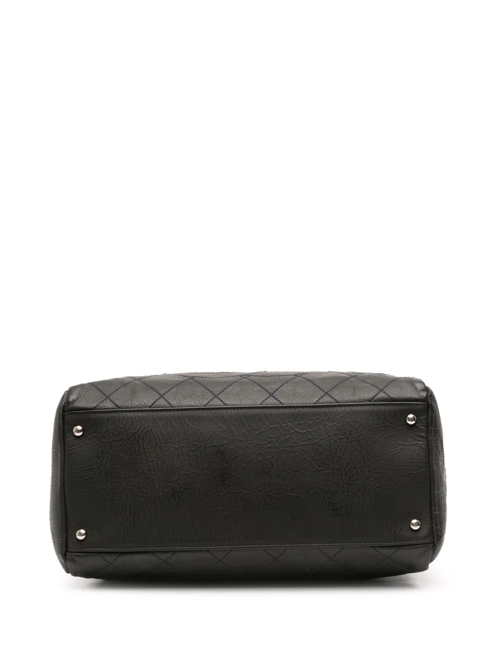 Pre-owned Chanel 2010-2011 Petite Crinkled Calfskin Timeless Tote Bag In Gray