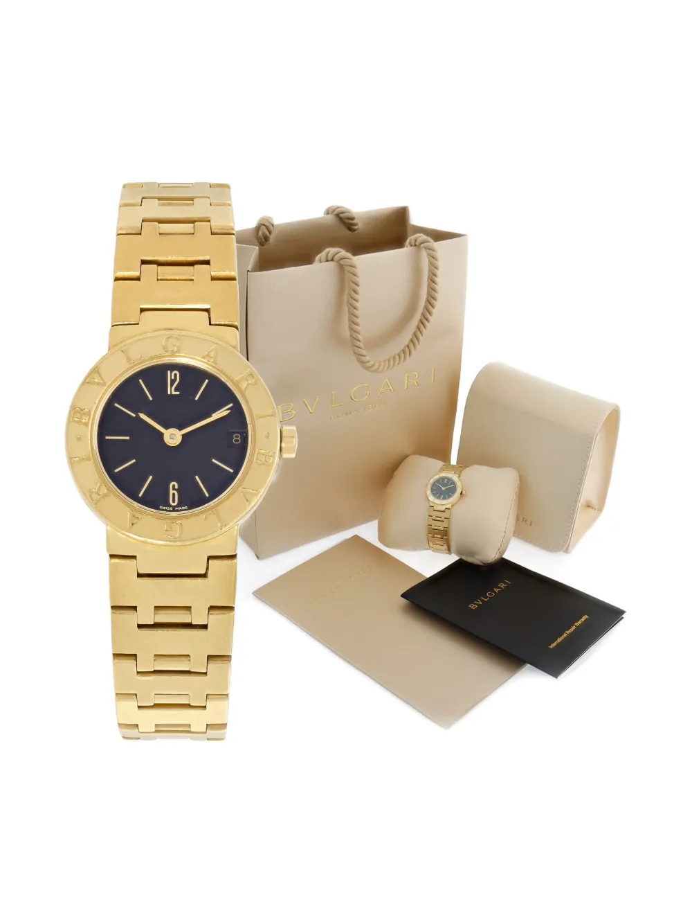 Pre-owned Bvlgari 18k Yellow Gold 23mm In Black