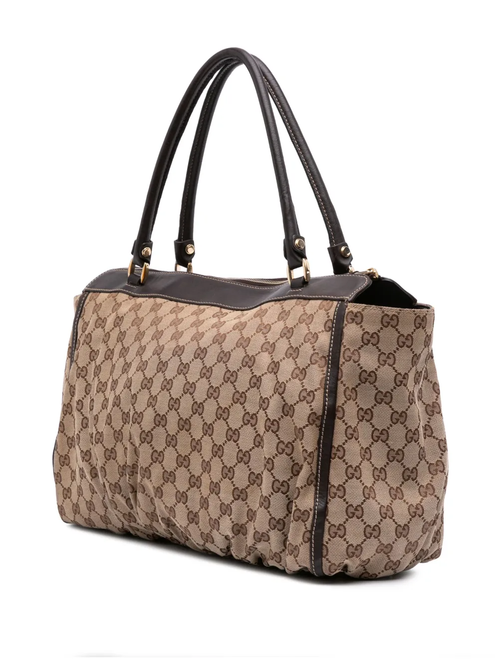 Pre-owned Gucci 2016-2025 Gg Canvas Abbey D Ring Tote Bag In Brown