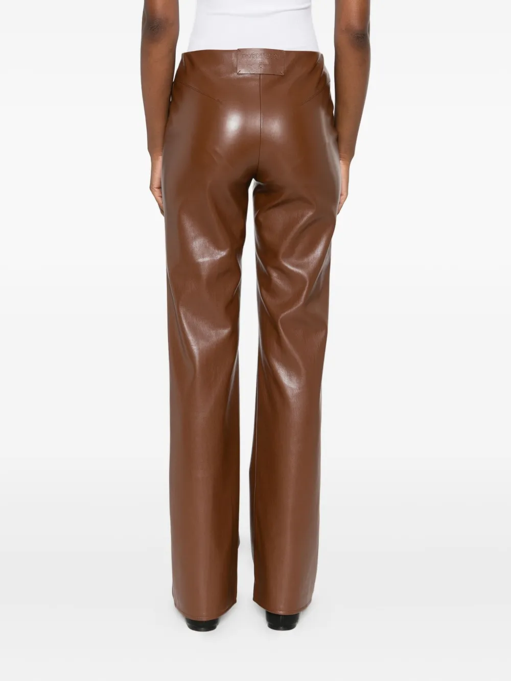 Patrizia Pepe Faux-leather Trousers In Brown