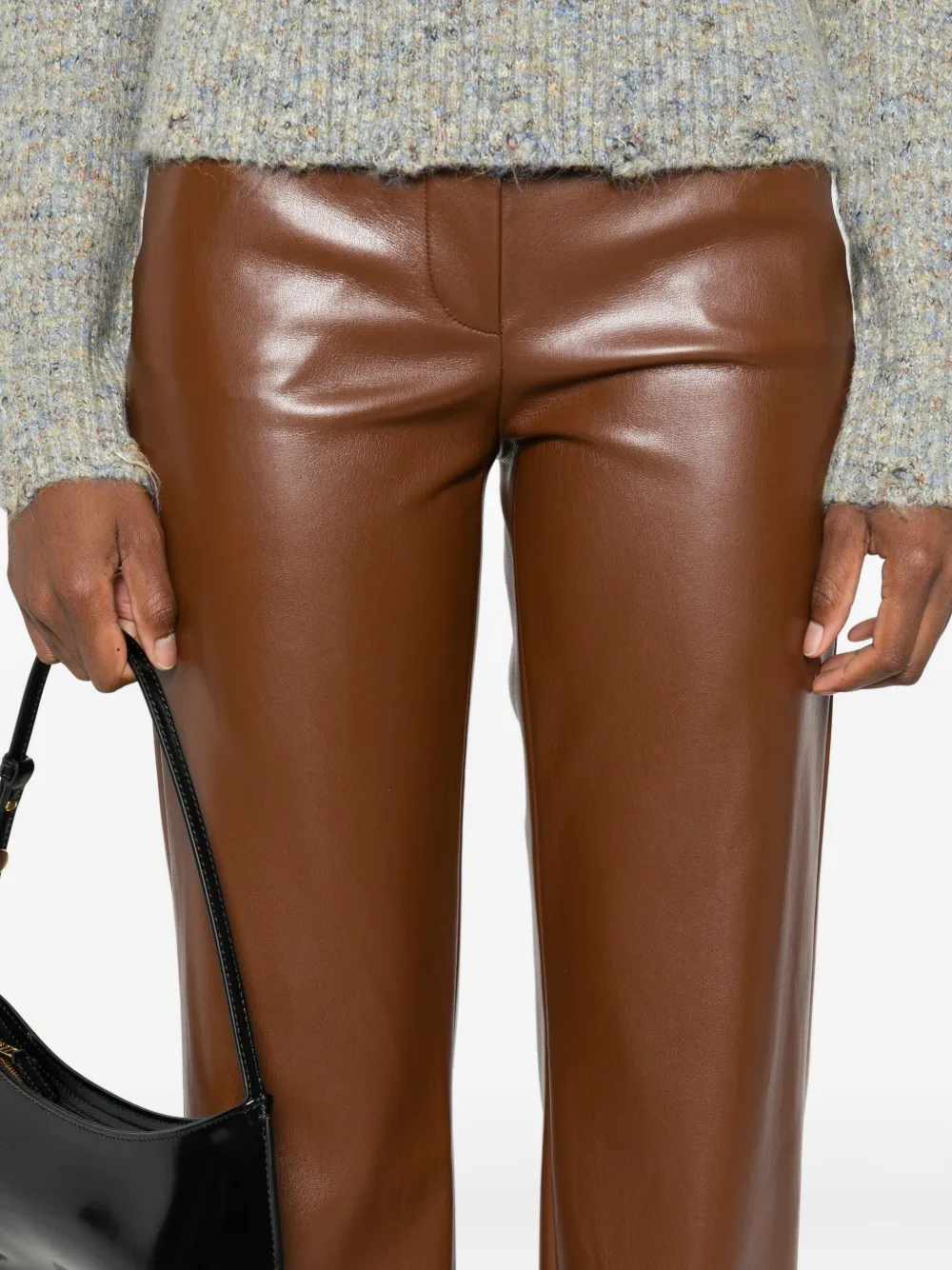 Patrizia Pepe Faux-leather Trousers In Brown