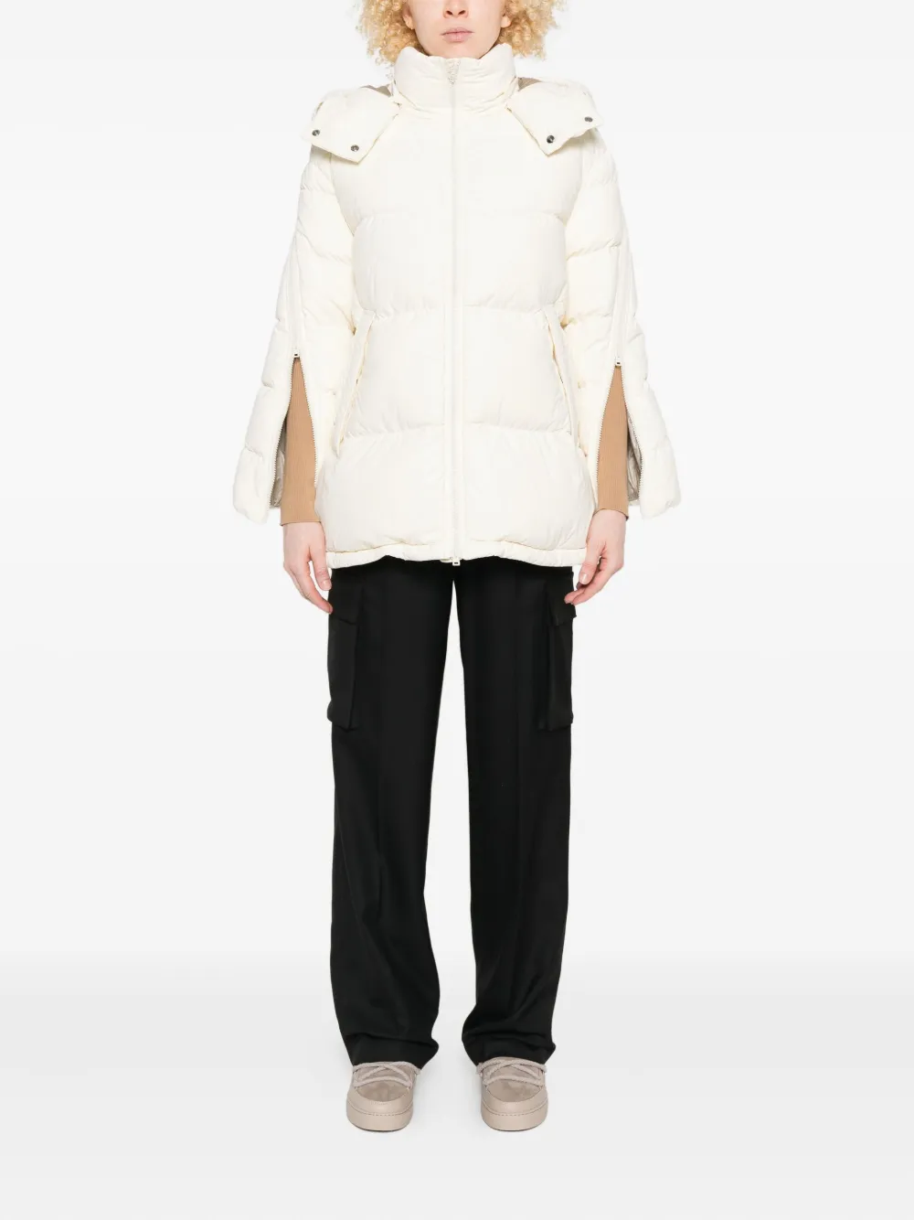 Herno Hooded Quilted Jacket In Neutral