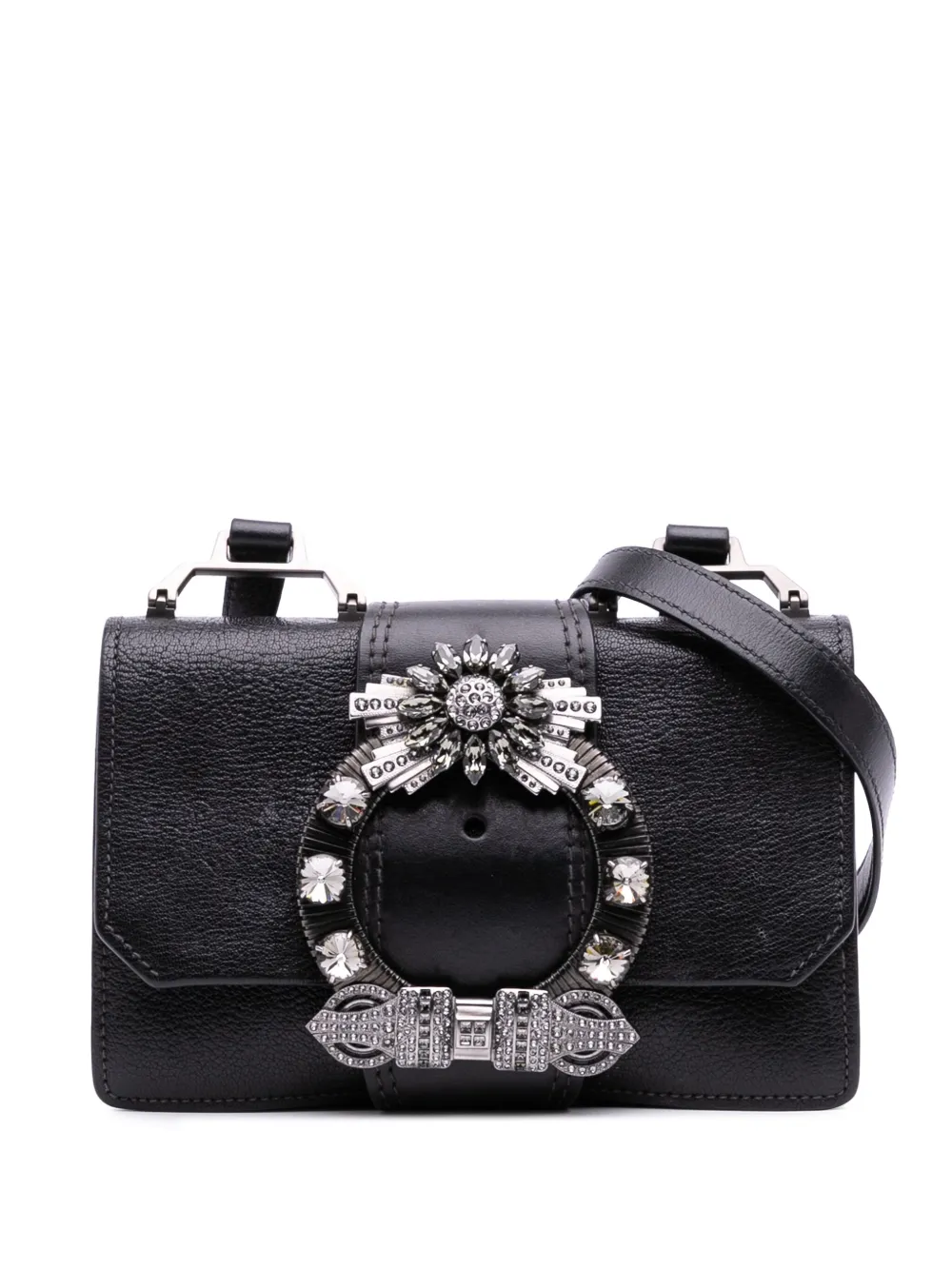 Miu Miu Pre-Owned 2010-2025 Goatskin Madras Soft Calf Crystal Embellished crossbody bag | Black | Image 1