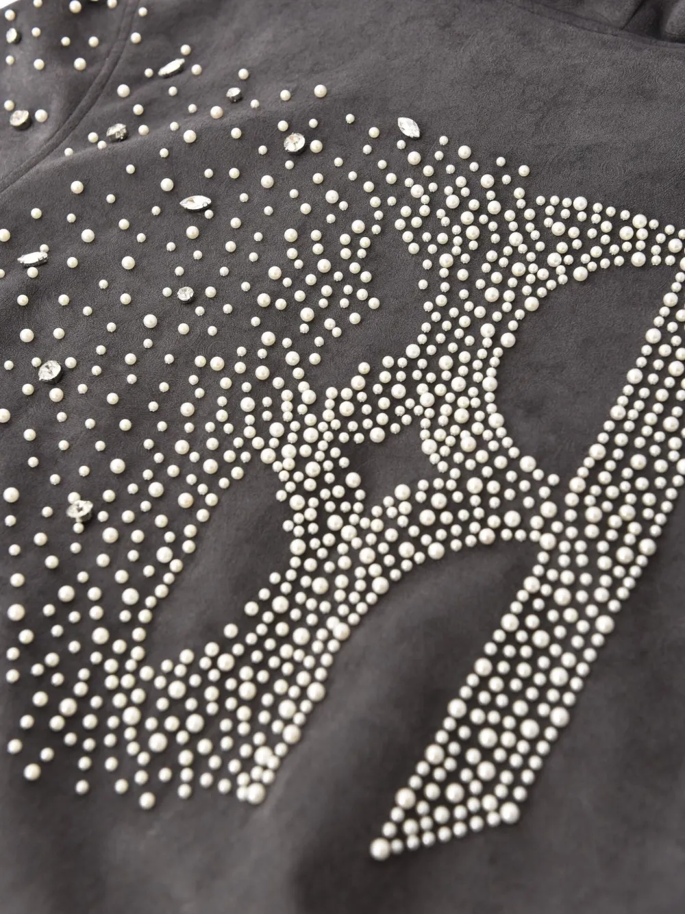 Birth Of Royal Child Diamond-pearl Embellished Hoodie In Black