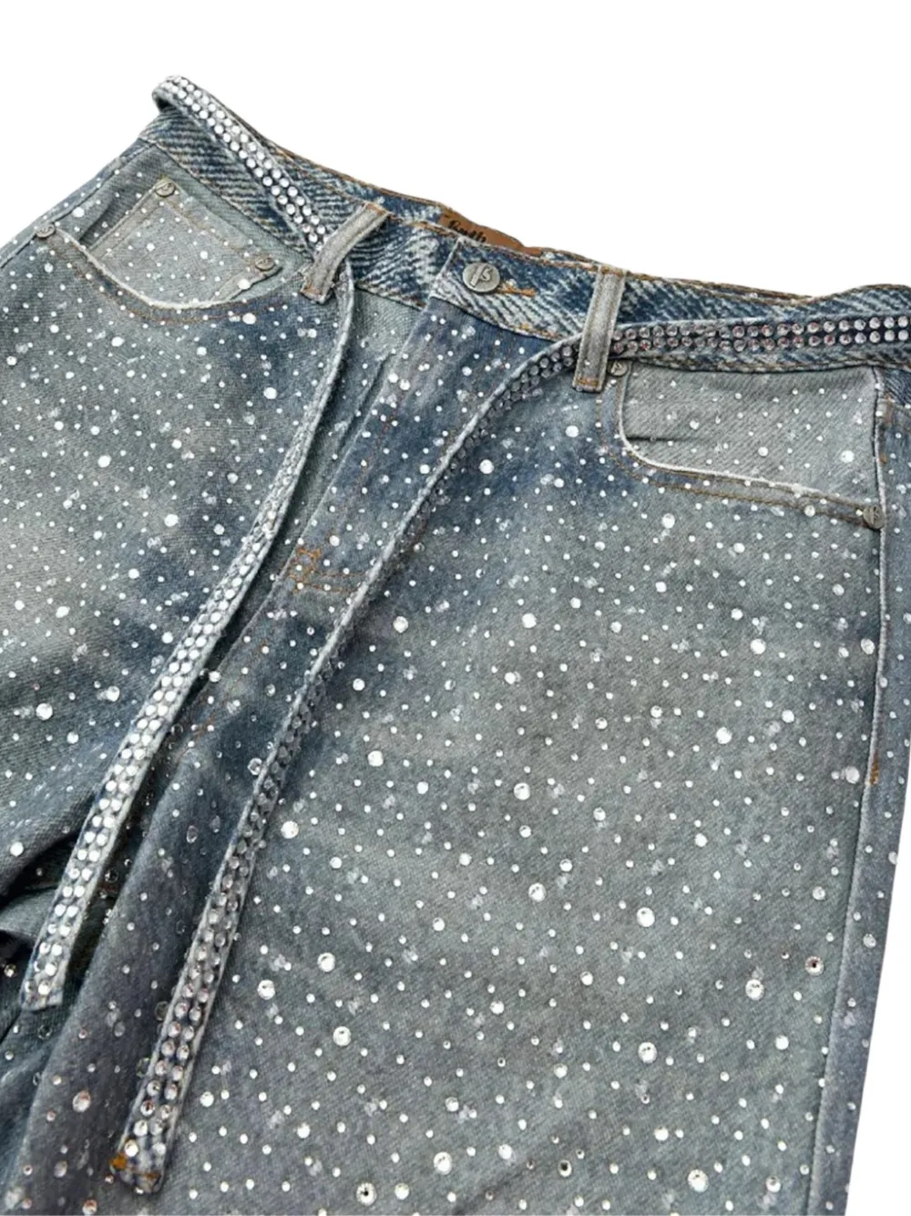 Birth Of Royal Child Crystal-embellished Jeans In Blue