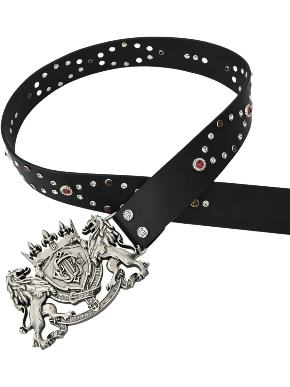Birth Of Royal Child Embellished Lions-buckle Belt In Black