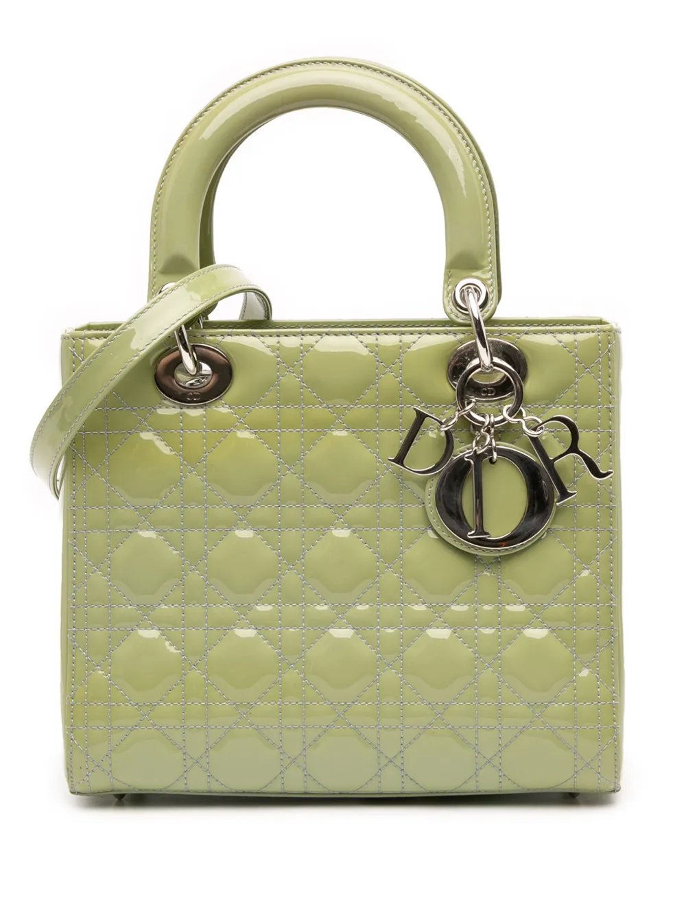Christian Dior Pre-Owned 2015 Medium Patent Cannage Lady Dior satchel | Green | Image 1