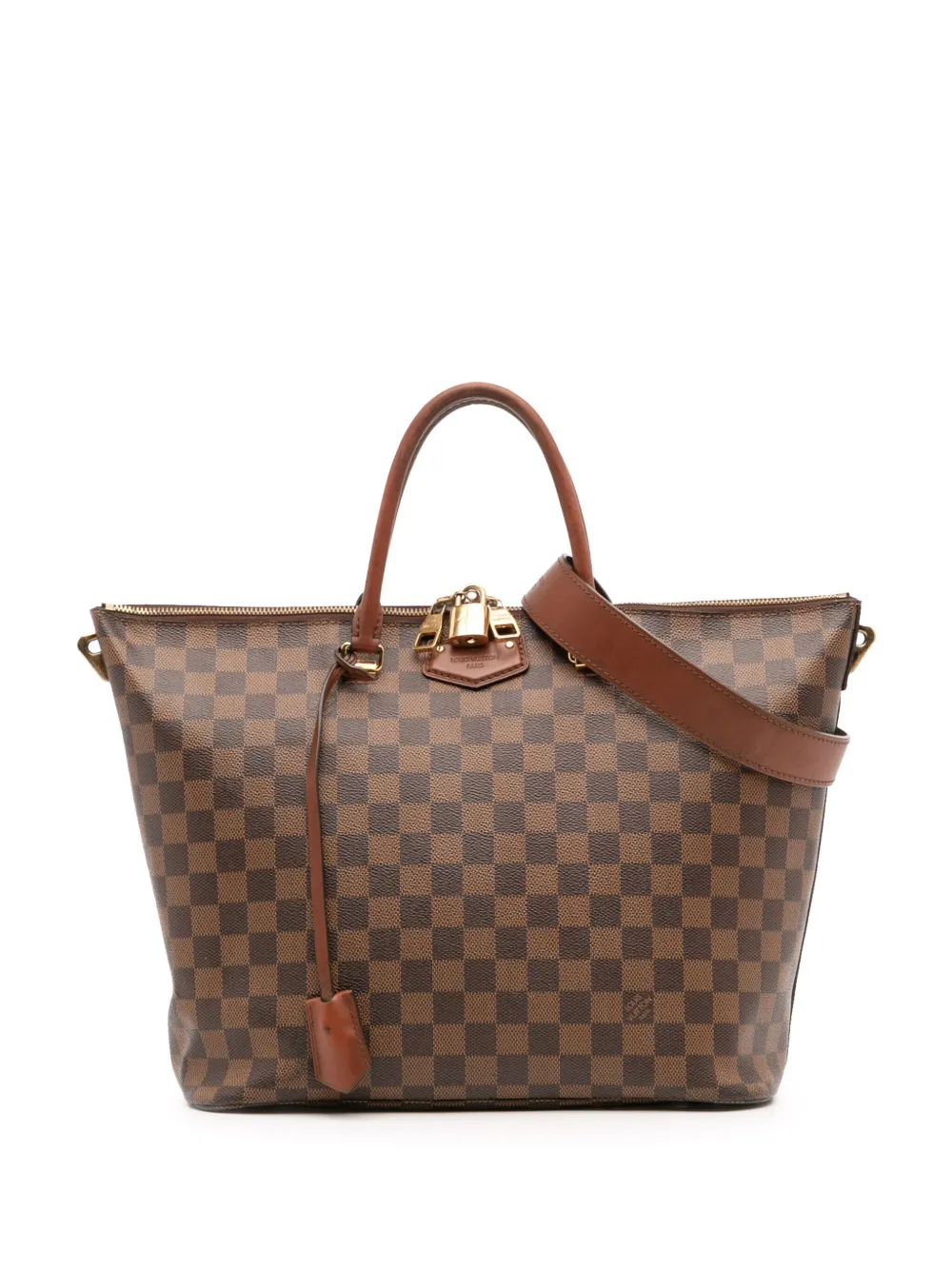 Pre-owned Louis Vuitton 2013 Damier Ebene Belmont Mm Satchel In Brown