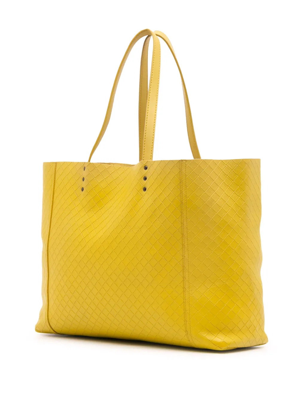 Pre-owned Bottega Veneta 2012-2025 Leather Intrecciomirage Tote Bag In Yellow