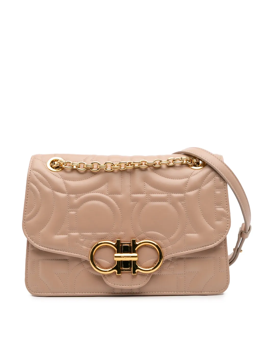 Ferragamo Pre-Owned 2000-2025 Quilted Leather Gancini Flap shoulder bag | Brown | Image 1