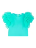 MAMA LUMA KIDS ruffled-detail tulle-sleeve top - Green