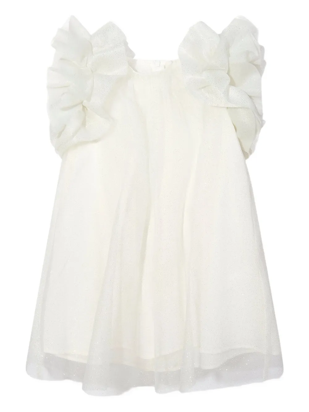 MAMA LUMA KIDS glitter-embellished ruffle-detail dress | White | Image 1