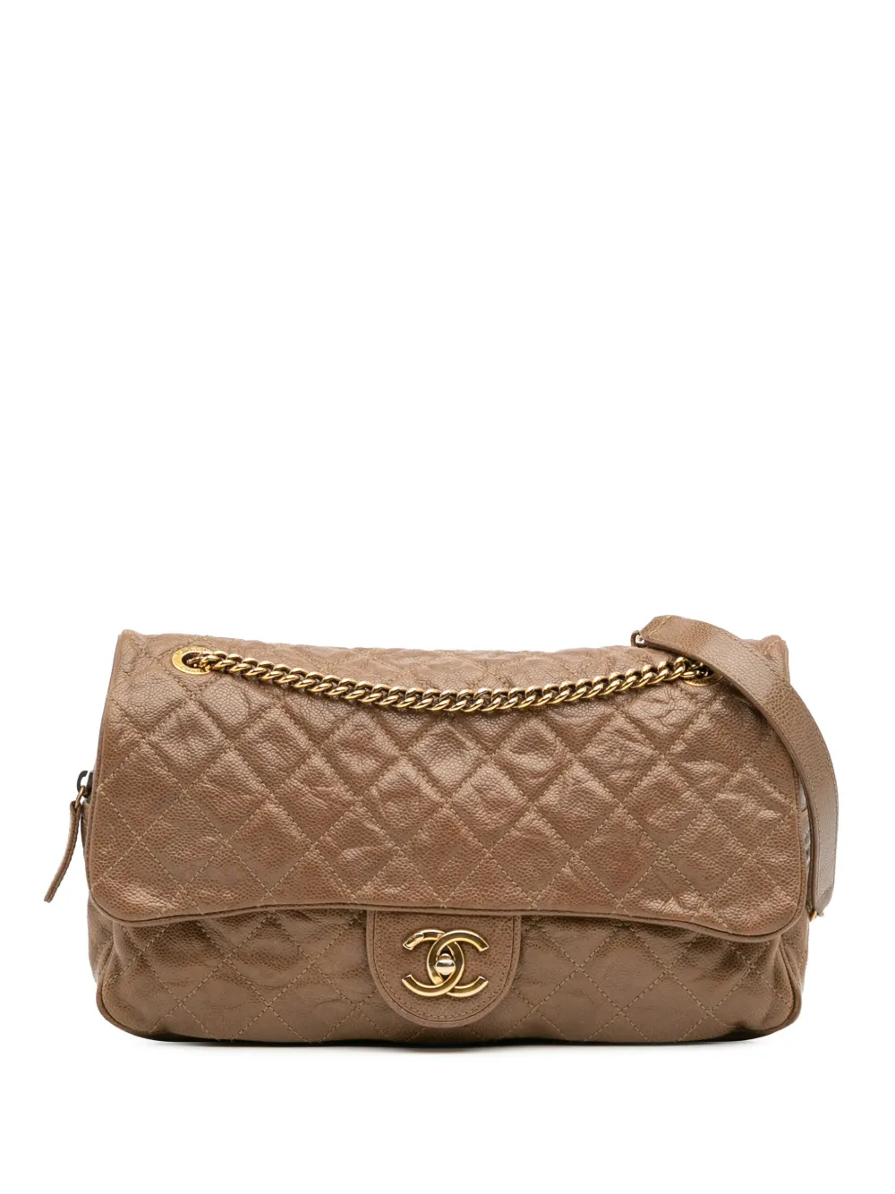 CHANEL Pre-Owned 2012 Large Quilted Caviar Shiva Flap crossbody bag | Brown | Image 1
