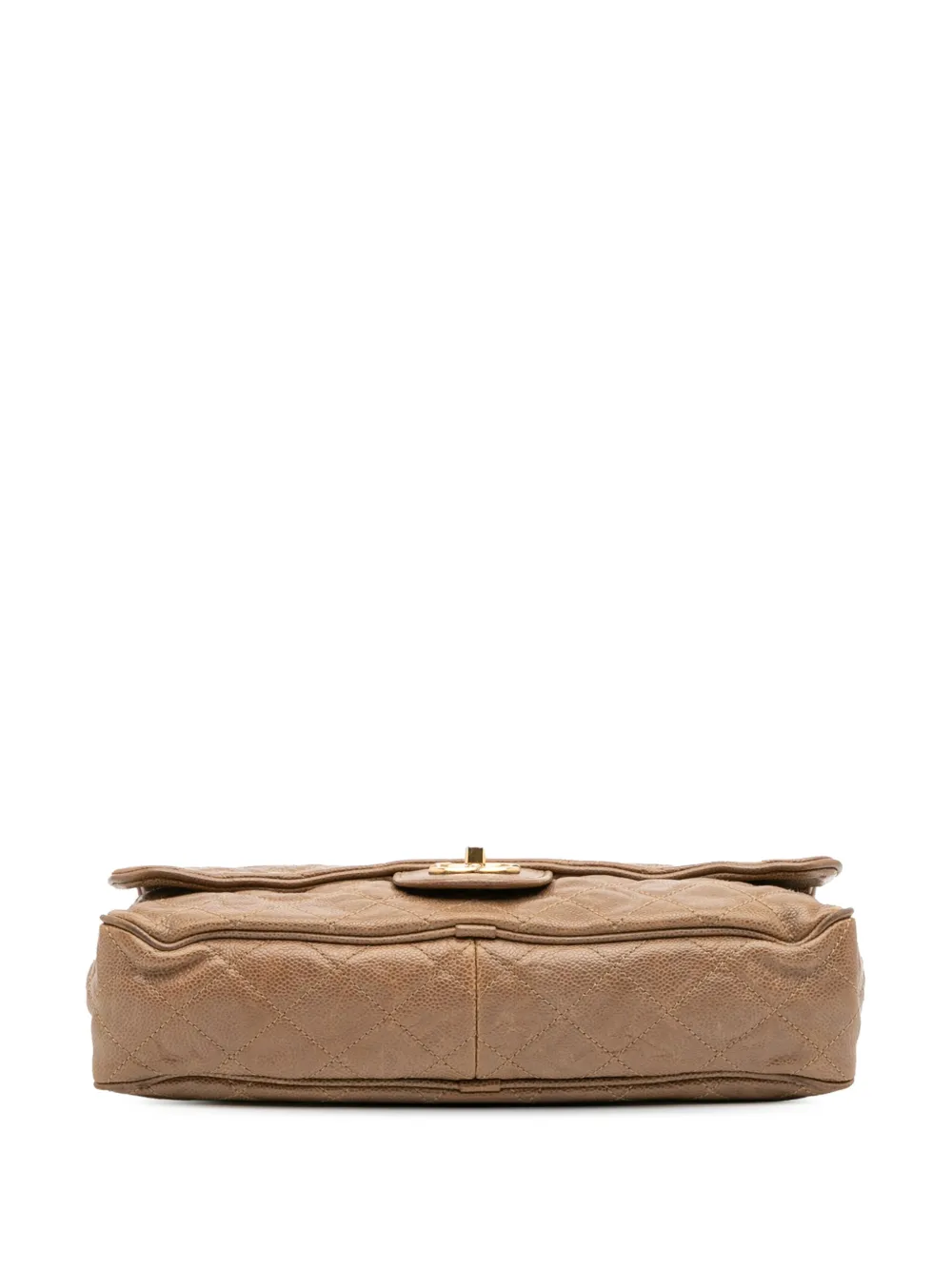 Pre-owned Chanel 2012 Large Quilted Caviar Shiva Flap Crossbody Bag In Brown