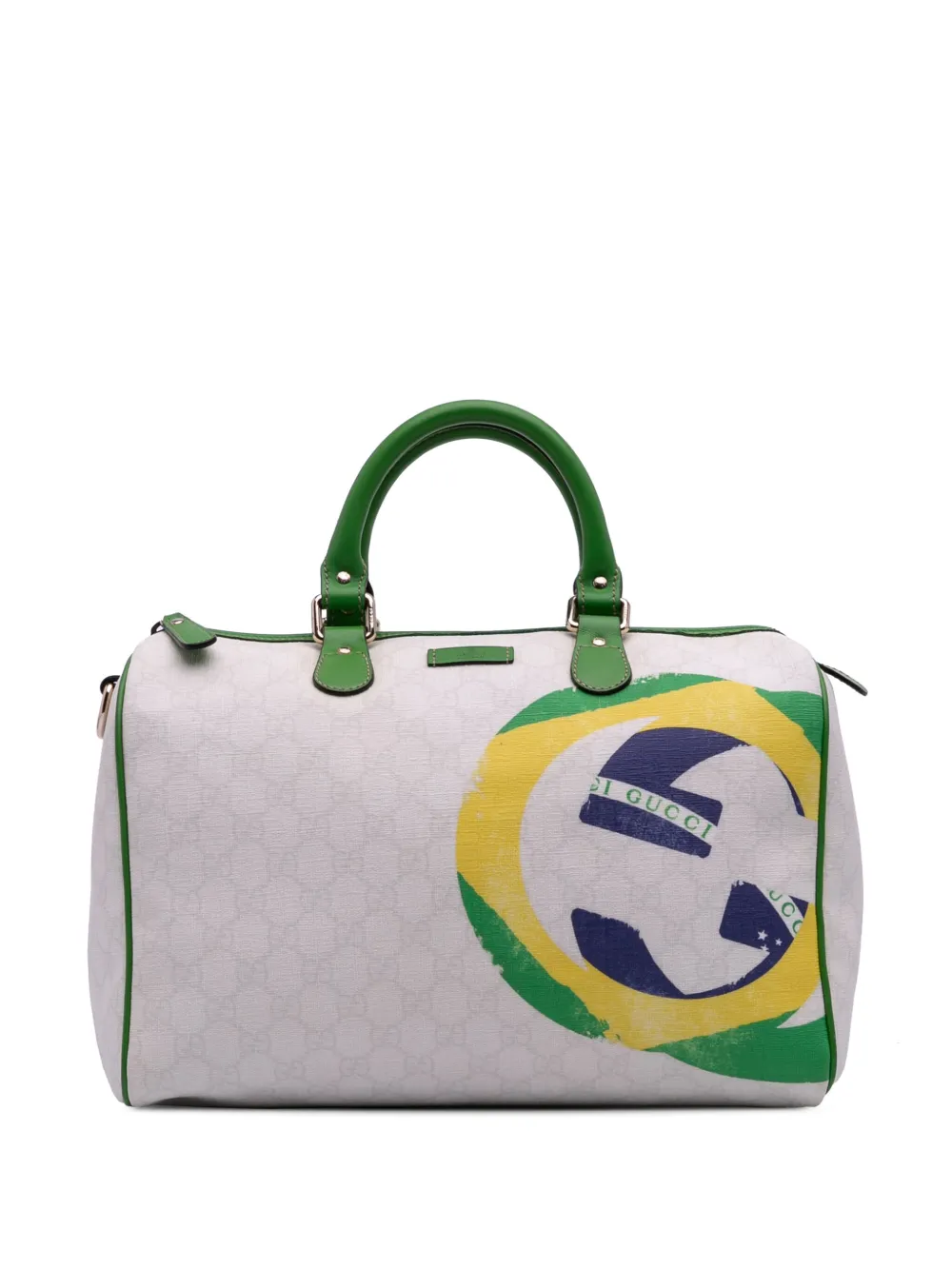 Gucci Pre-Owned 2016-2025 ミディアム GGスプリーム ブラジリアンフラッグ ジョイ ボストンバッグ - グリーン Gucci Pre-Owned 2016-2025 ミディアム GGスプリーム ブラジリアンフラッグ ジョイ ボストンバッグ - グリーン