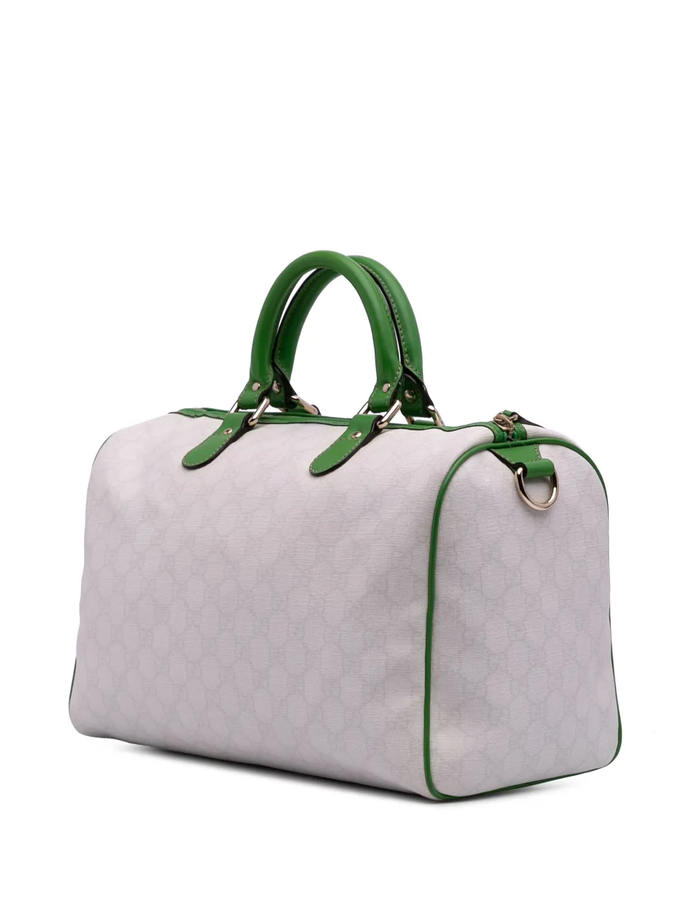 Pre-owned Gucci 2016-2025 Medium Gg Supreme Brazilian Flag Joy Boston Bag In Green