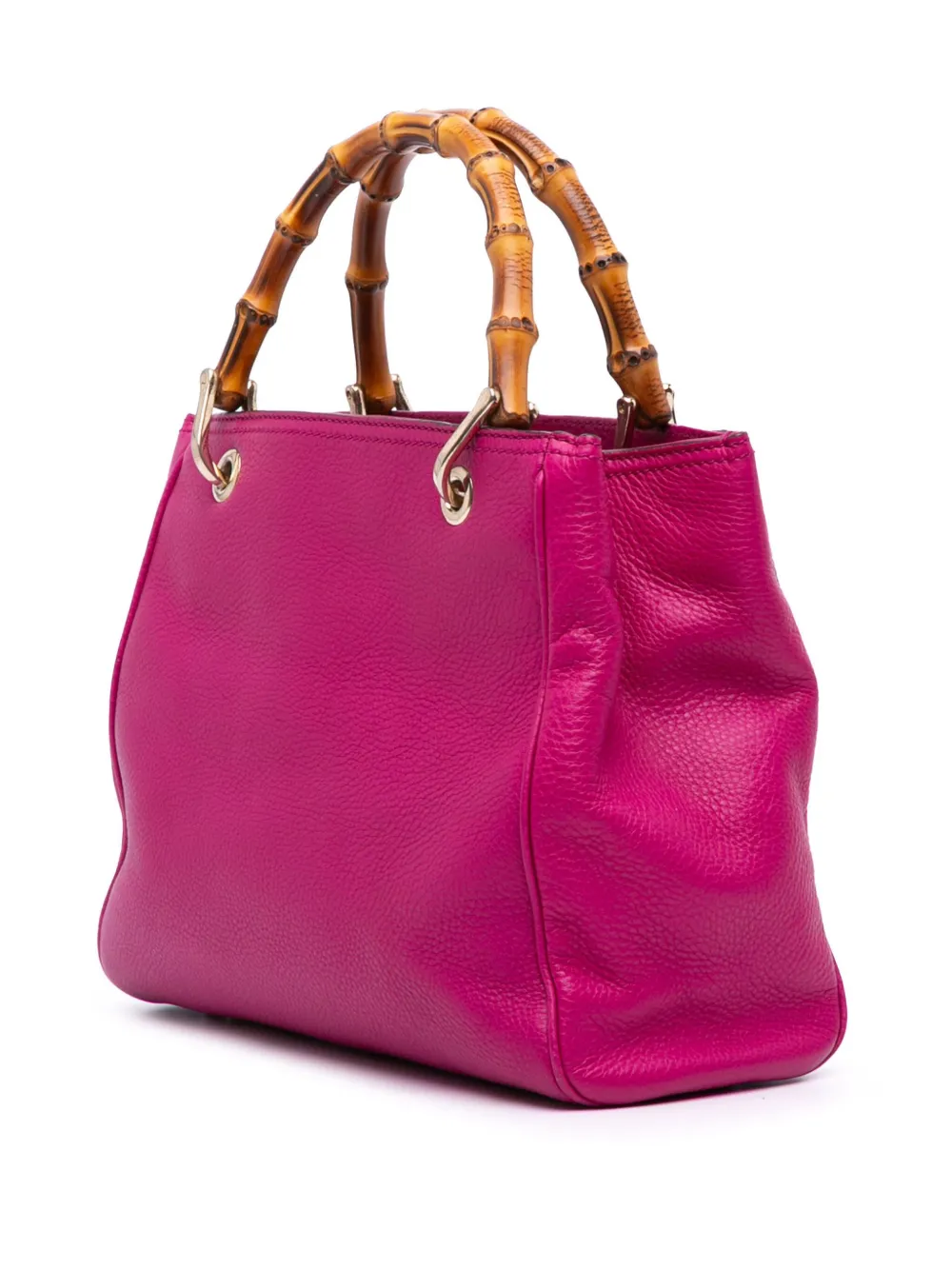 Pre-owned Gucci 2016-2025 Small Calfskin Bamboo Shopper Satchel In Pink